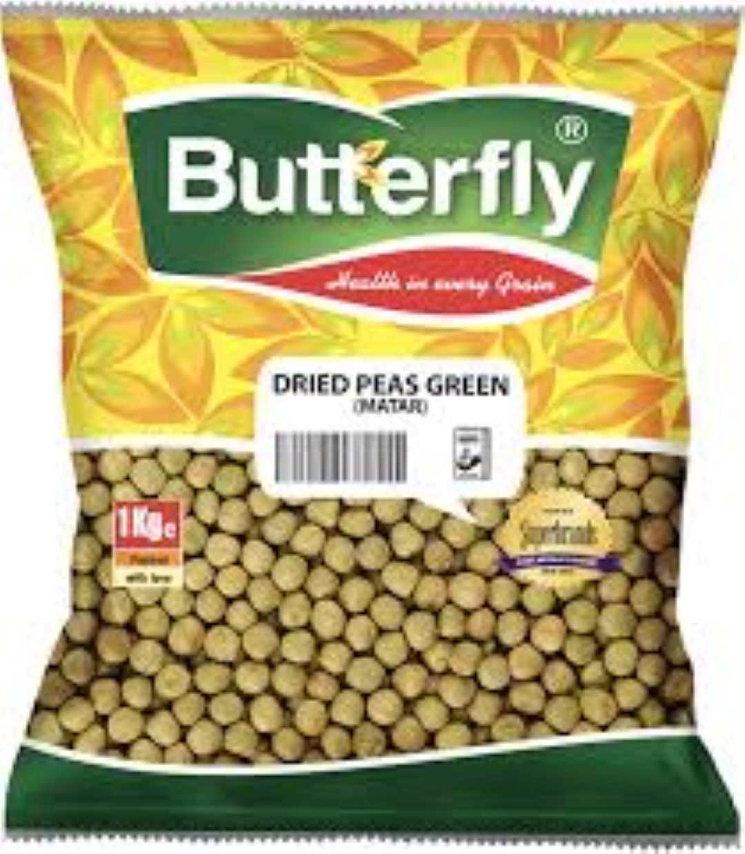 BUTTERFLY DRIED PEAS GREEN (MATAR) 1KG